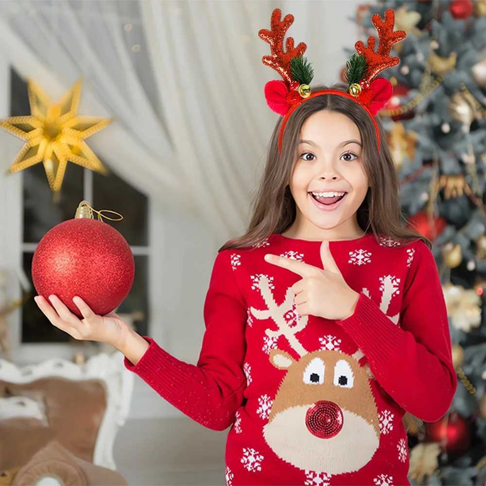 Christmas Headband Christmas Party Decoration Antlers Headband With BellsX241021