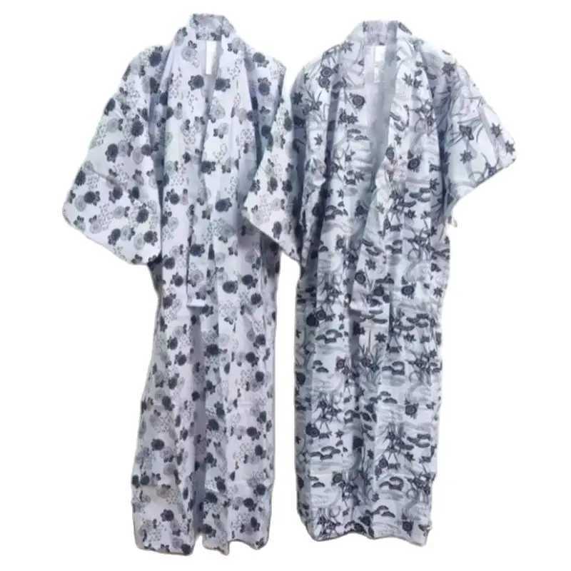 Kimono pajamas mens evening gown double-layer cotton pajamas Japanese loose home clothes loose printed pajamas W241023