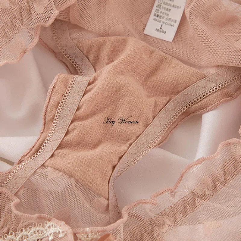 2025 New designer sweet beauty style thin mesh underwear Japanese pure cotton Crotch breathable summer bow fashion transparent underwear sexy