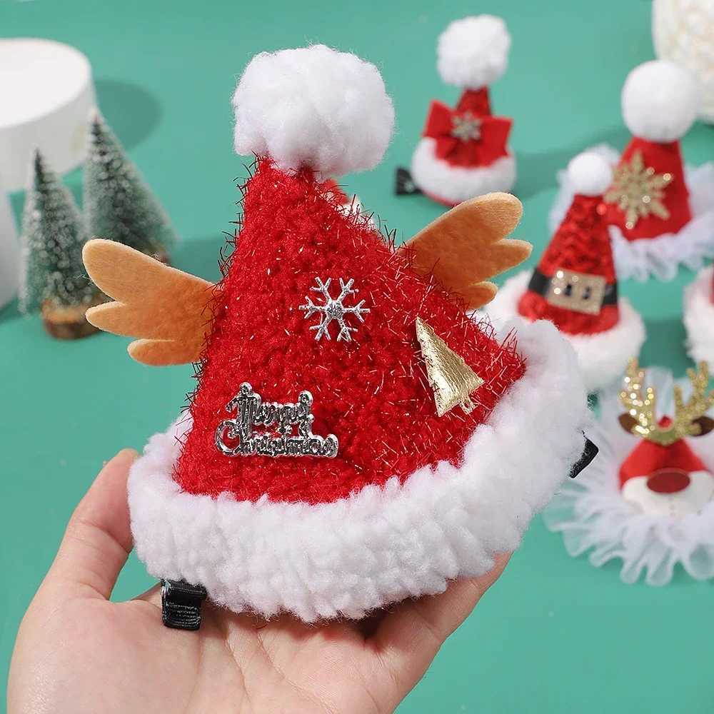 1Pcs Women Girls Christmas Hats Shape Hair Clips Hairpin Children Hair Cards Dress Up Jewelry Hair Antlers Festive HeaddressesX241022