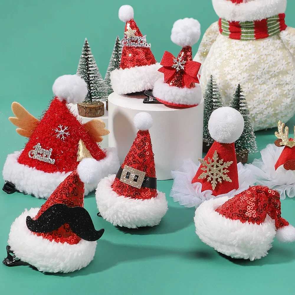 1Pcs Women Girls Christmas Hats Shape Hair Clips Hairpin Children Hair Cards Dress Up Jewelry Hair Antlers Festive HeaddressesX241022