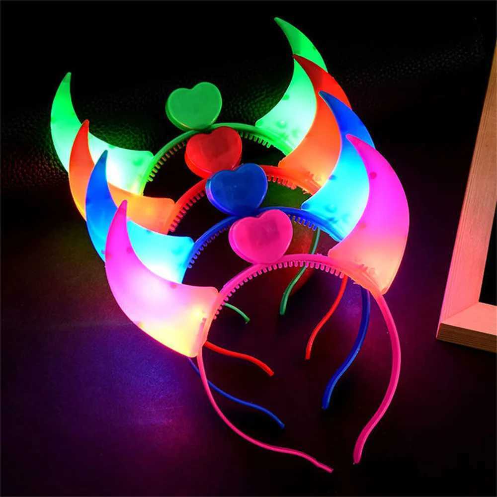 Halloween Led Funny Glow Devil Horn Light Up Headband Hair Hoops Flashing Horn Children Adults Halloween Christmas Party DecorX241021