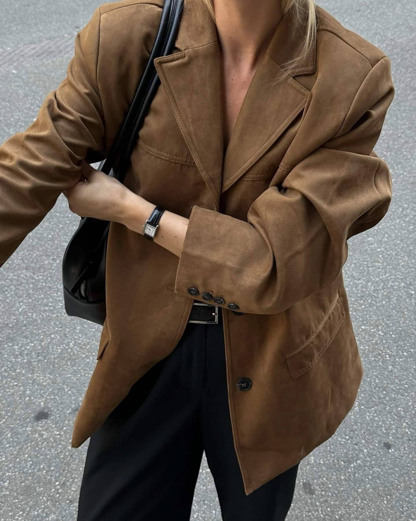 Womens suede single-layer long sleeved large pocket set womens solid color casual jacket spring summer womens 241023