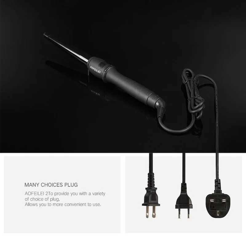 New Arrival Professional LCD Electric Curler Cone Quick Heating Curler Single Tube Ceramic Glue Cone Hairstyling Tool Z241022