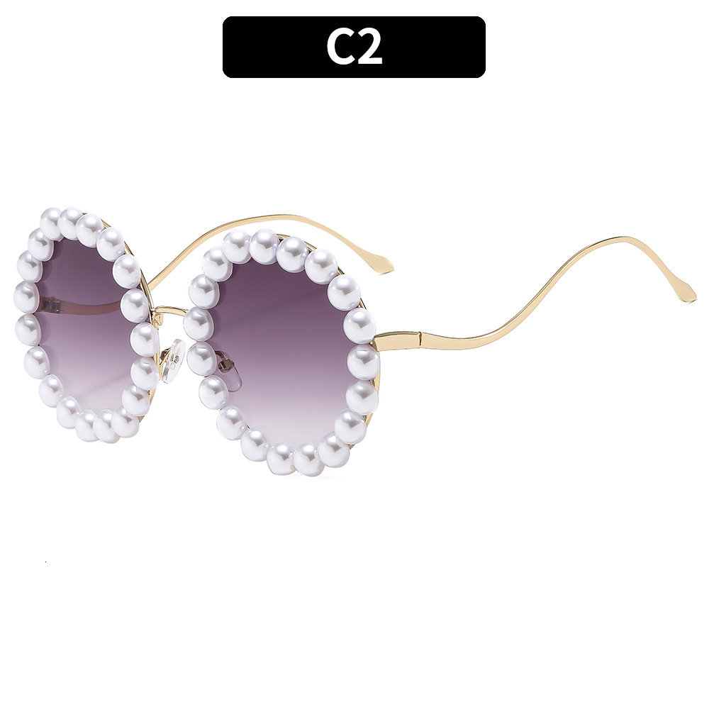 Personalized round frame high-end pearl luxurious and elegant sunglasses