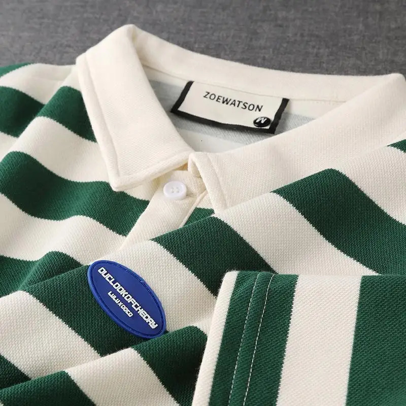 Summer Men Striped Short Sleeve Polo Shirts Preppy Style Streetwear Fashion Male Clothes Basic Casual Loose Versatile Tops 241010