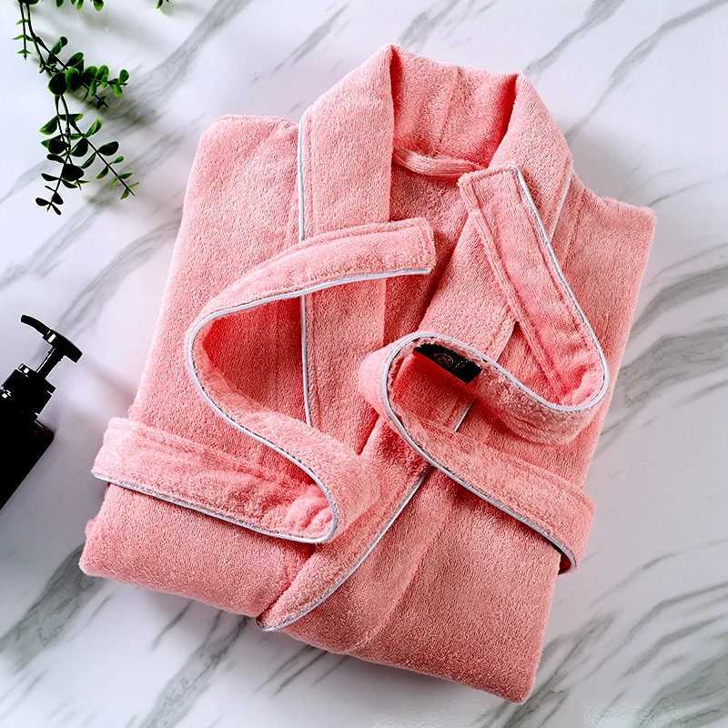 Mens Terry Fce Towel Bathroom Long Thick Warm Towel Dress Couple Home Bathrobe High Quality Winter W241023
