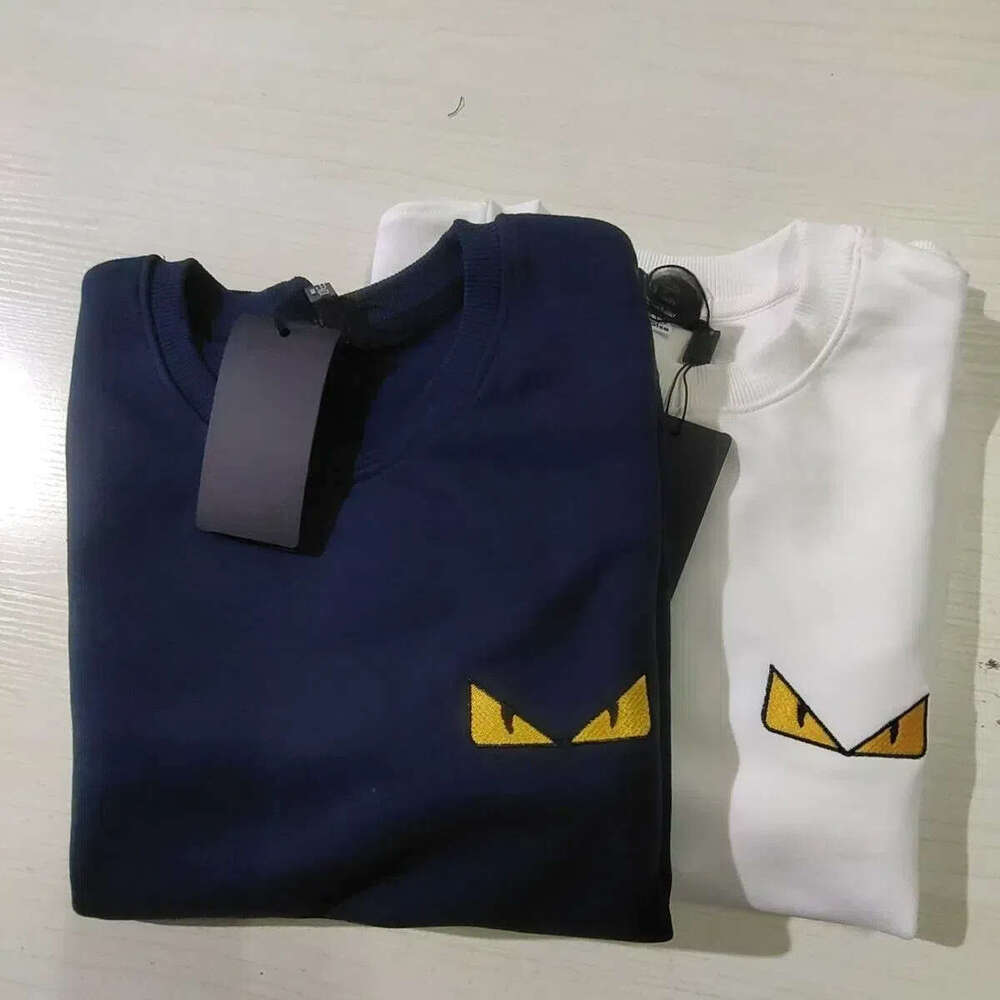 High end and Autumn winter new small monster embroidered pure cotton hoodie men s fashion classic casual round neck pullover top fahion claic caual