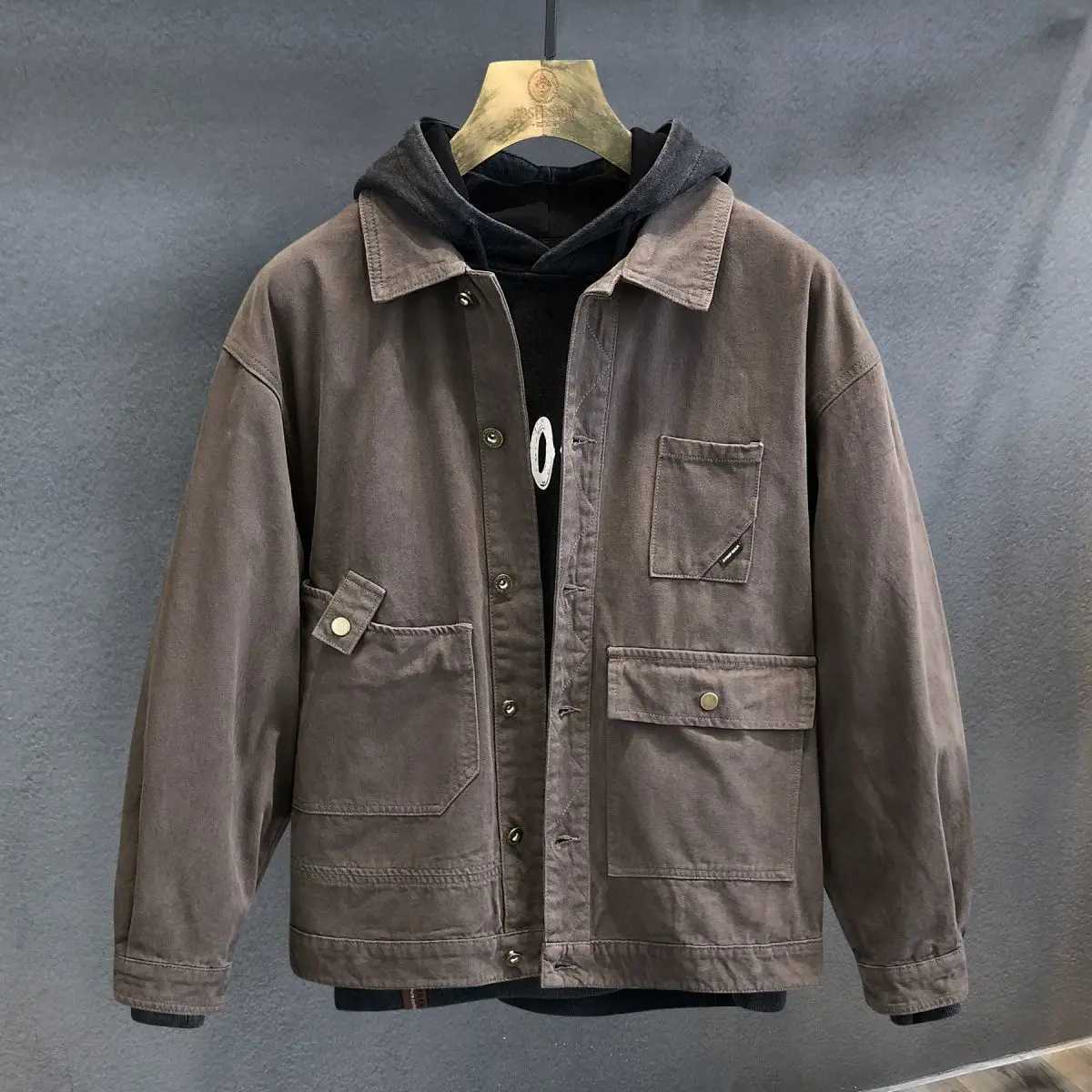 Spring/Autumn Mens Jacket American Style Casual Retro Product Jacket Collar Bomber Jacket Loose Jacket X241023