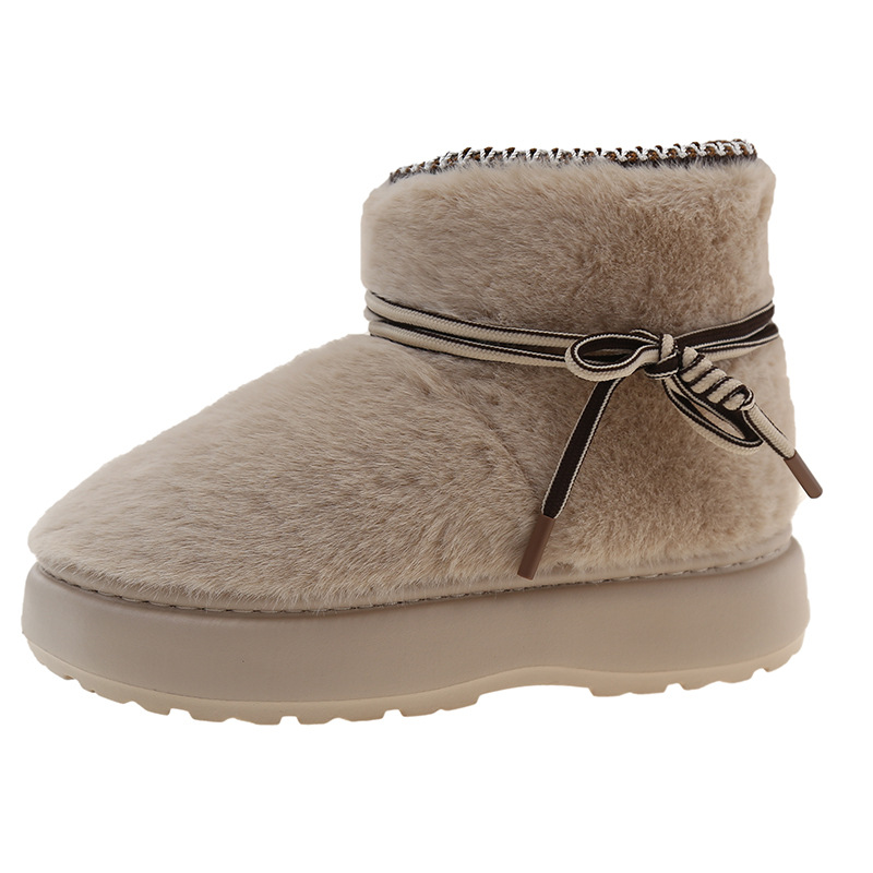 Winter Home Plush Warm Anti Slip High Cut Thick Soled Cotton Shoes