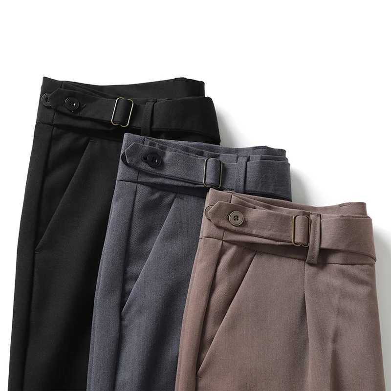 2023 Spring New British Fashion Slim Fit Suit Pants Mens Leisure High Quality Belt Design Business Wedding Social PantsX241023
