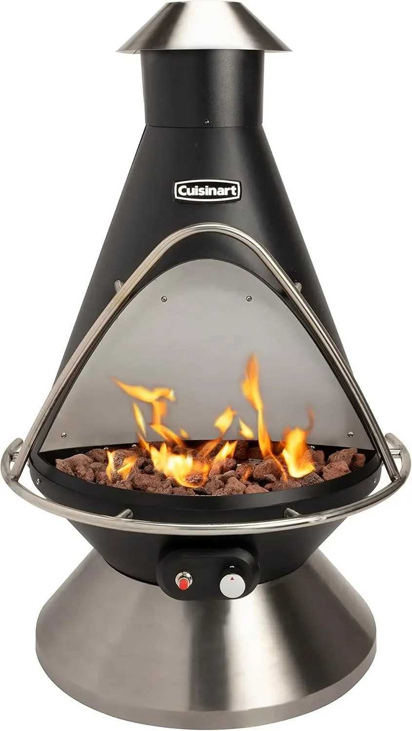 Home Heaters Cuisinart COH-600 Chimenea Propane Fire Pit Patio Heater with Tip-Over Safety Switch 8 lbs. Lava Rocks Included 31 x 31 x 4 S2410224