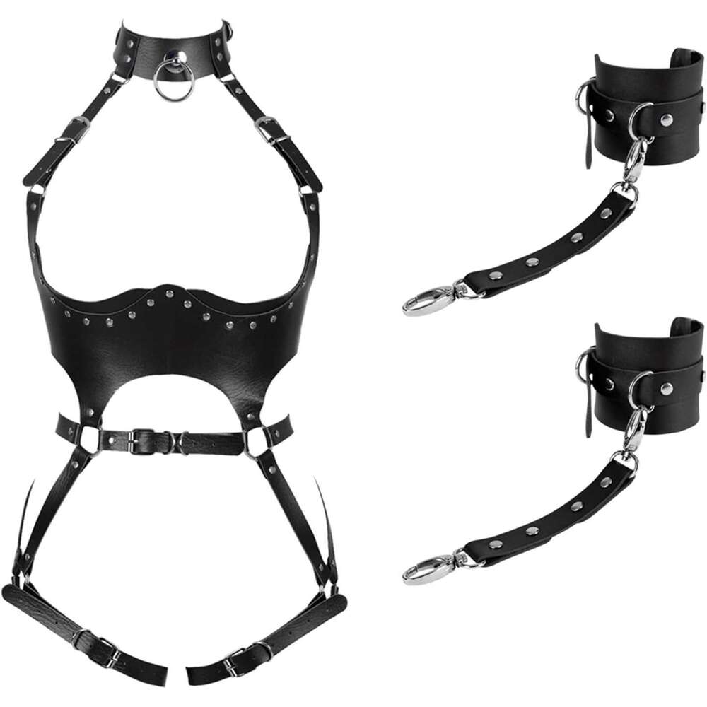 Women Punk PU Leather Body Waist Belt Bodysuit Bondage Body Harness Belt Sexy Lingerie Leg Garter BT1
