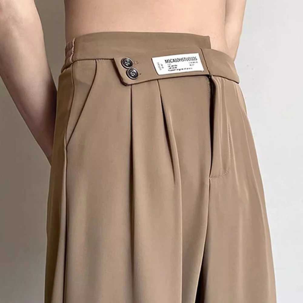 Suit Pants For Men Fashionable And Elegant Loose Straight Casual Pants British Style Solid Color High-Waisted Wide-Leg PantsX241023
