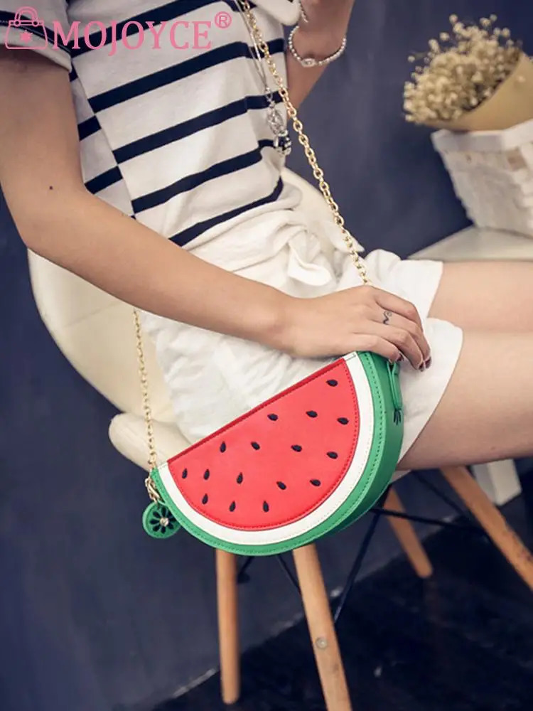 Fashion PU leather shoulder bag for women orange watermelon shaped Croossbody bag for women fashionable decoration 241023