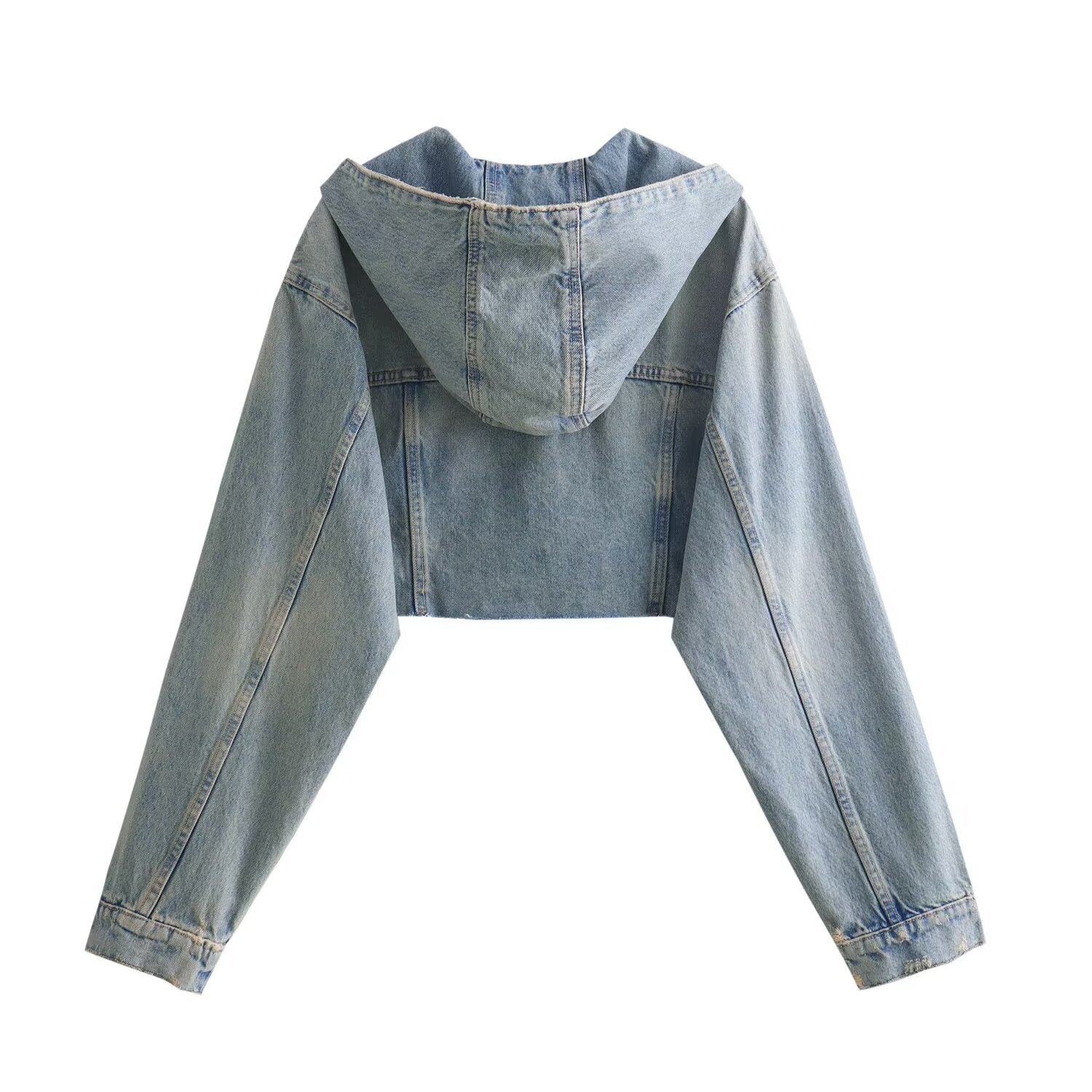 Women's Hooded Single Breasted Short Denim Jacket, Versatile Top, Long Sleeved, Casual Fashion, New
