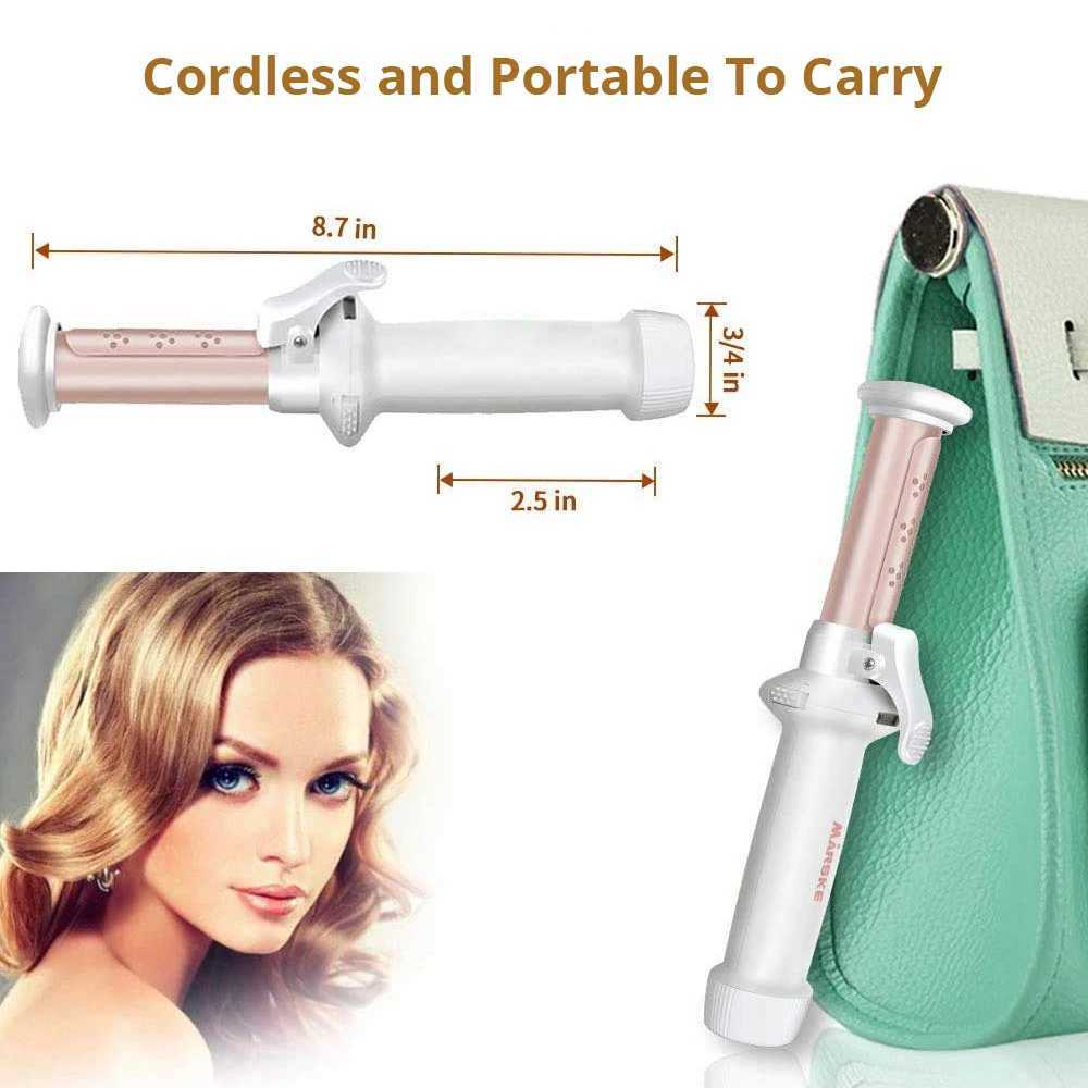 Cordless Curling Iron 1-inch Ceramic Curler Professional 2-in-1 Mini Curler for Loose Curling USB Charging Portable M241022