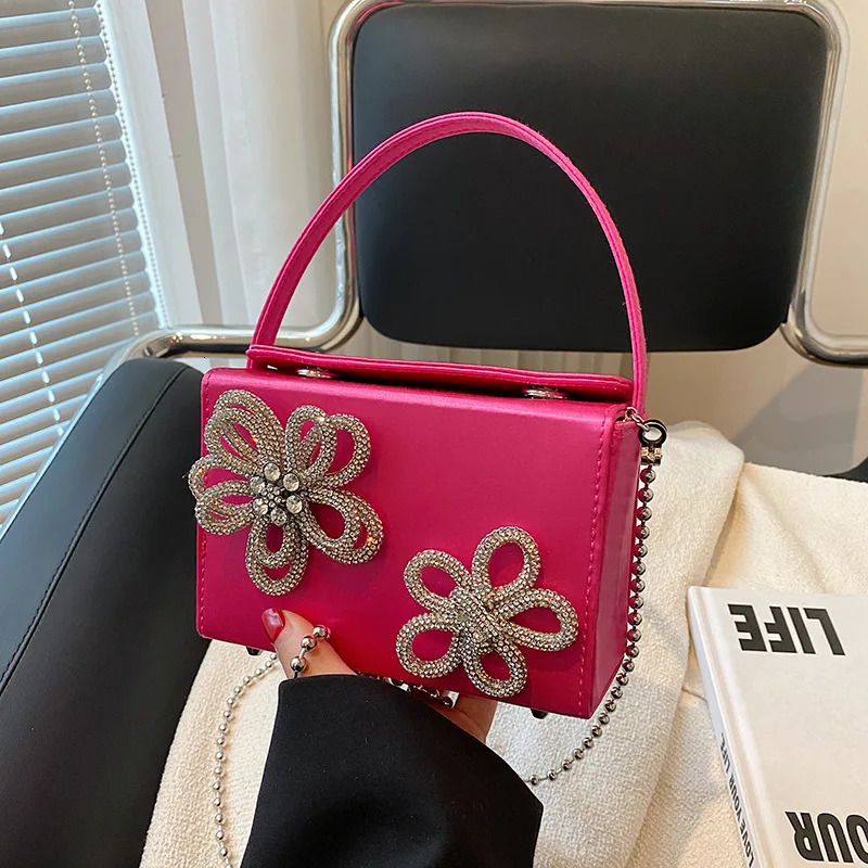 3D floral small cross shaped female messenger bag luggage party evening shoulder handbag 241023