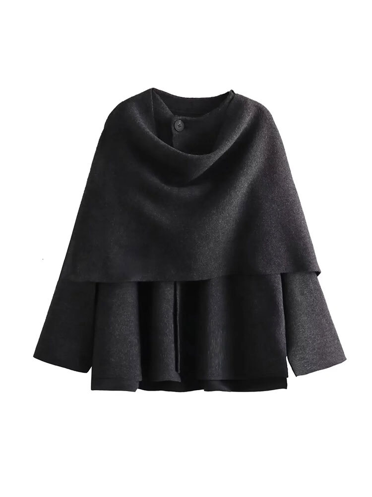 Winter Female Scarf Coat Long Sleeve Knitted Asymmetric Jackets For Streetwear Causal Women Coats