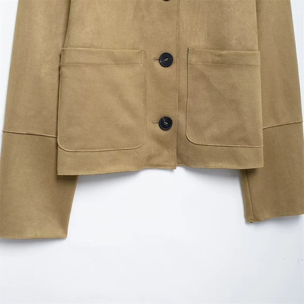 Autumn Womens Fashion Warm and Casual Suede Texture Effect Jacket 241023