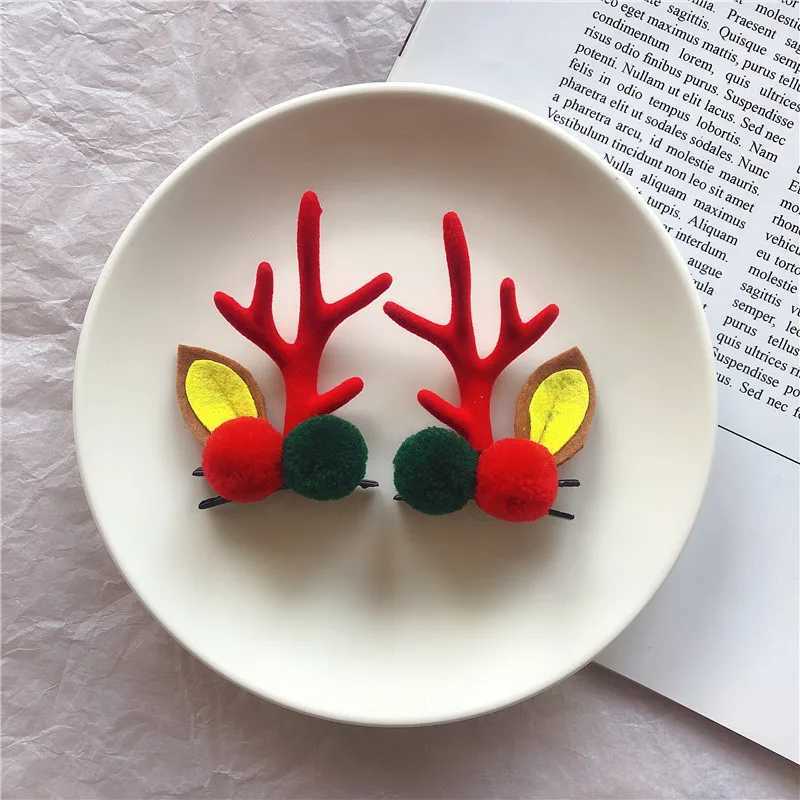 4Pcs/Set Christmas Hair Ornaments Santa Claus Headwear Deer Horn Hairpins BB Side Clip Princess Headdress Girls Hair AccessoriesX241022