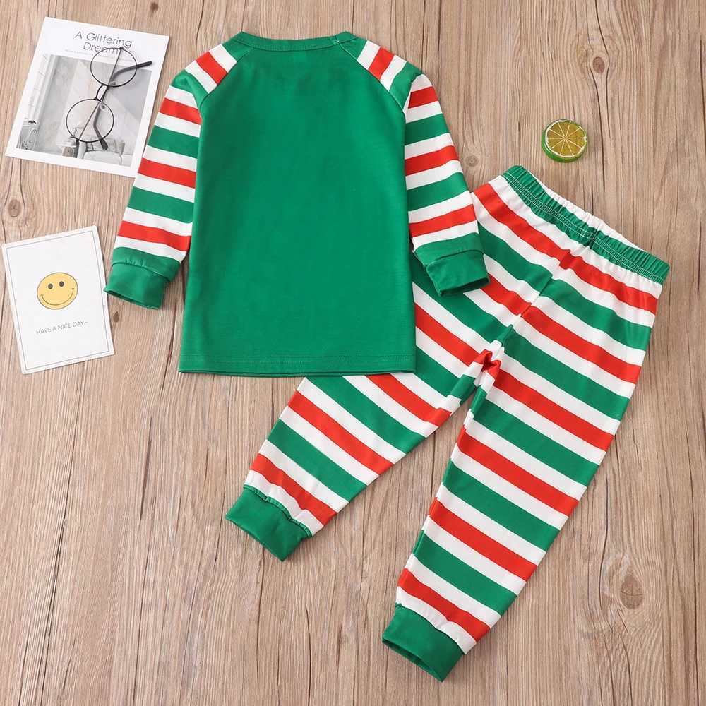 2024 Christmas Match Family Pajama Set Alphabet Printing Christmas Set Father Mother Children Deer Top+Striped Pants Jamie Baby PantsW241022