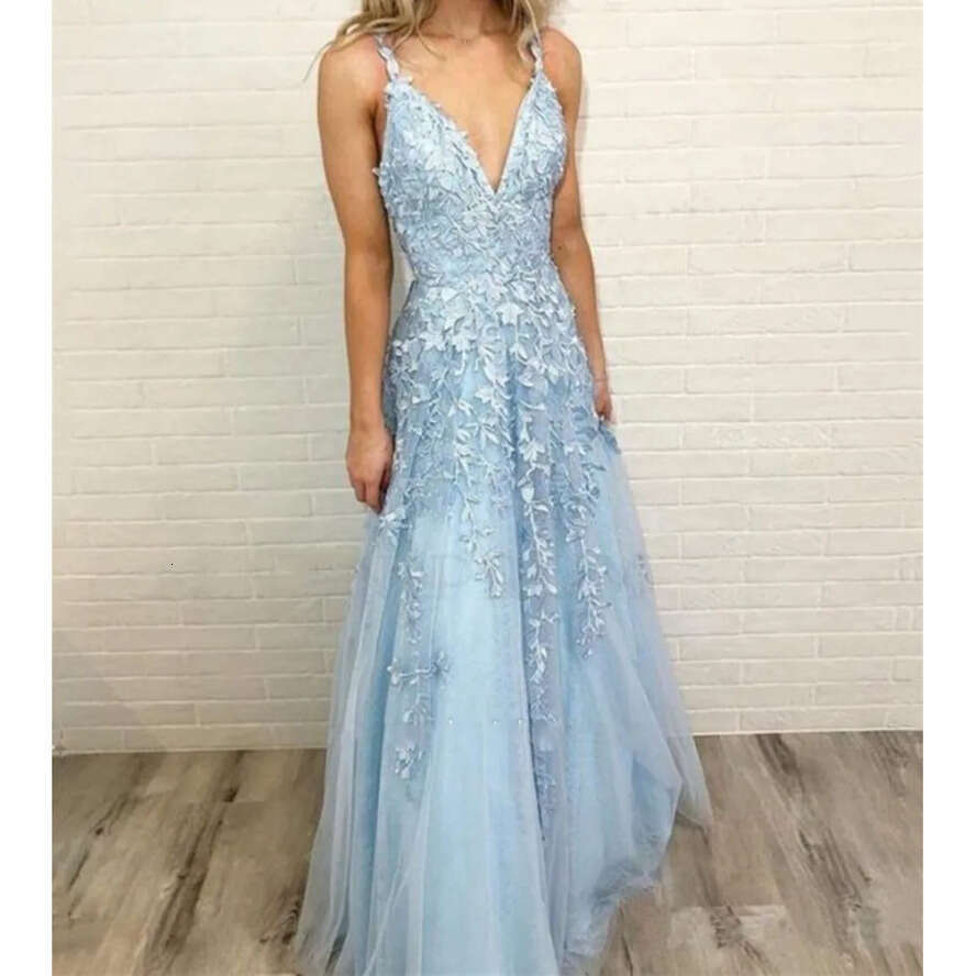 Lace Prom Charming Tulle Sexy A E V-Neck Spaghetti Straps Appliques Or-Length Evening Gowns Bridesmaids Dresses Plus Size ppliques vening