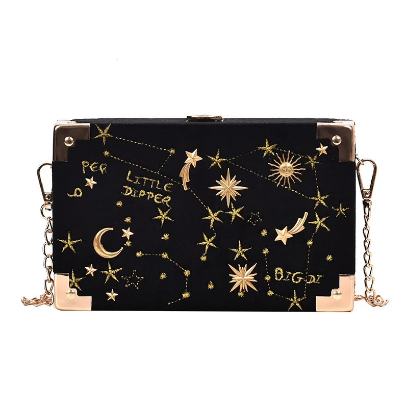 Metal Badge Box Shape Handbag Purse Women Black Chain Party Clutch Bag Kawaii Shoulder Bag Crossbody Messenger Bag 241023