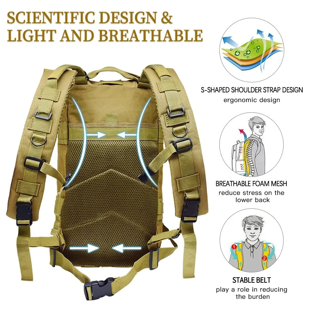 Classic Tactics Backpack Travel Sports Camouflage Bag Outdoor Climbing Hunting Backpack Fishing Hiking Nylon 3P Bag 241023