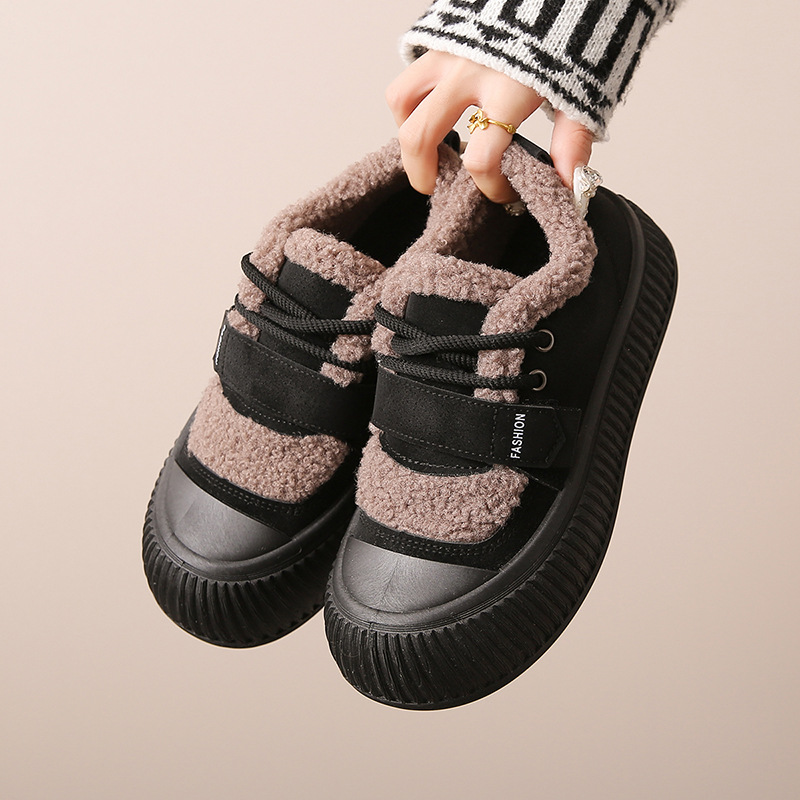 Women's Autumn Winter Lamb Wool Plush Warm Cotton Shoes