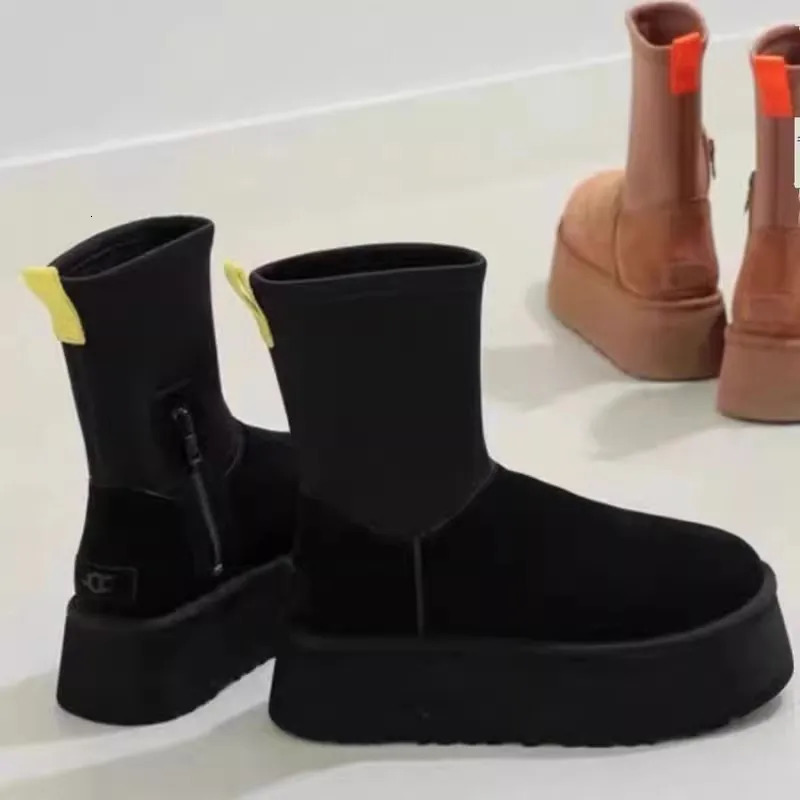 Winter Suede Cotton Warm Ankle Snow Boots Thick Bottom Gothic Short Plush Walking Shoes Womens 241022