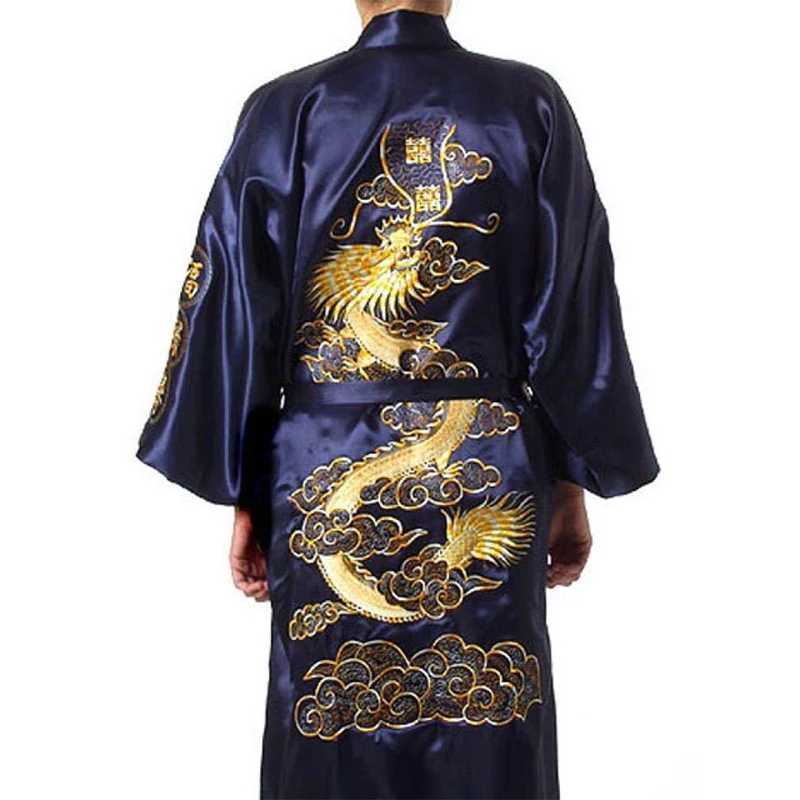 Mens long robe V-neck kimono Spwear luminous embroidery dragon robe open breasted swimsuit family clothing lounge loose Sp dress W241023