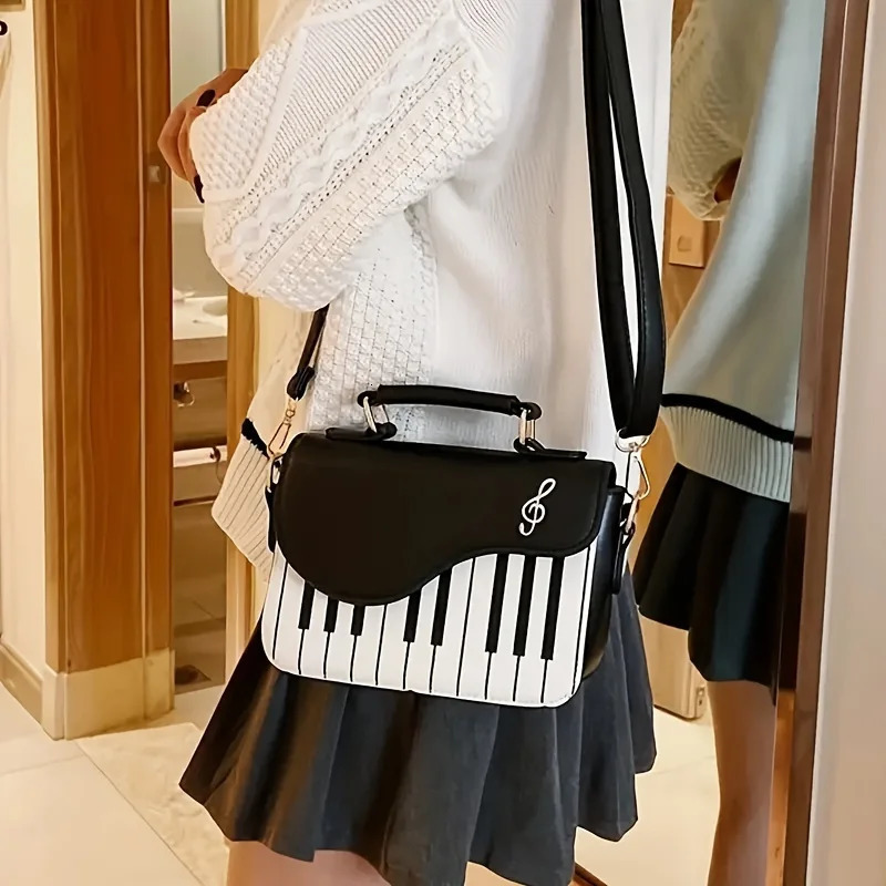 Mini piano shaped novel bag cute cartoon horizontal bag womens fashionable handbag shoulder bag and wallet 241023