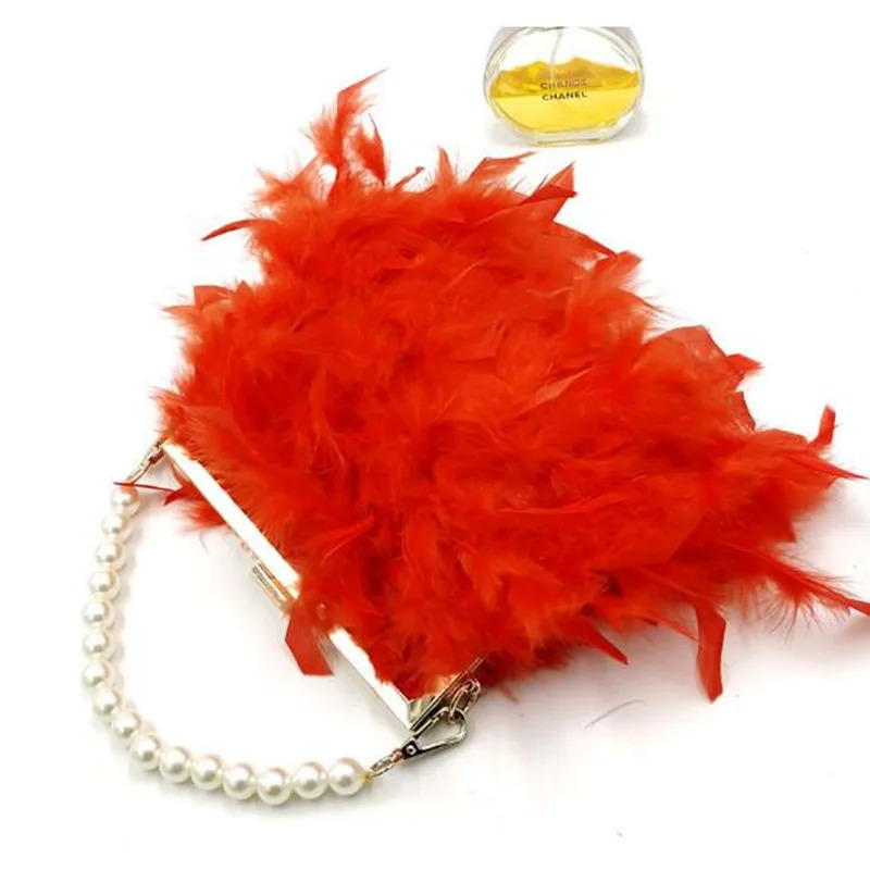 Moon Feather Handbag Womens Evening Clutch Bag White Pearl Chain Shoulder Bag Womens Bag Party Wallet 241023