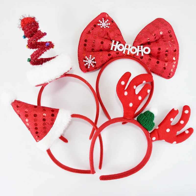 Christmas Headbands Cute Santa Snowman Elk Hair Band Christmas Decorations 2024 New Year Xmas Party Supplies Navidad Kids GiftsX241021
