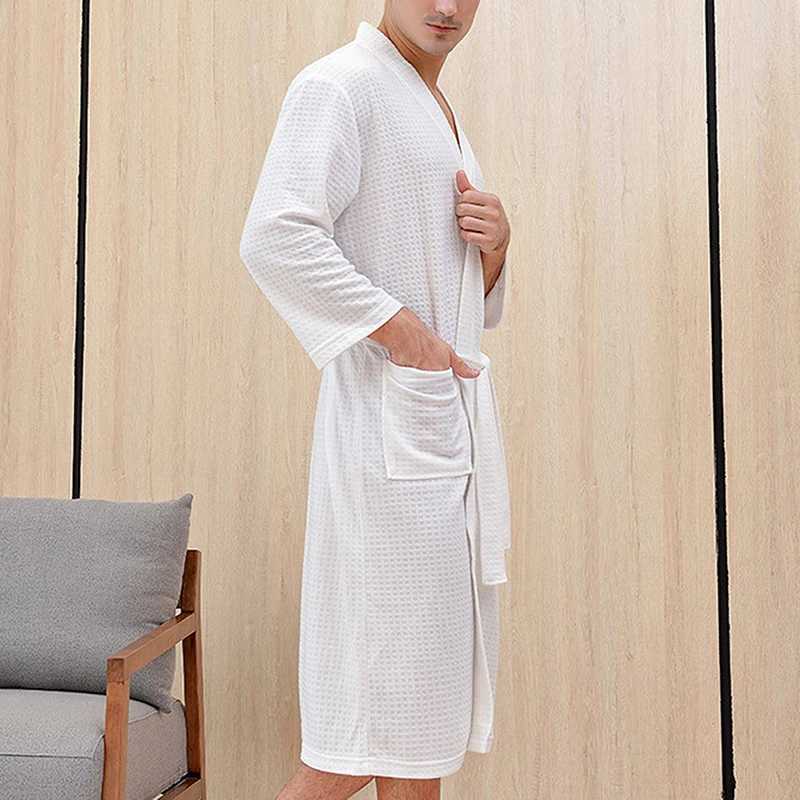 Autumn Adult Bathroom Belt V-neck Robe Pajamas Men and Women Couple Robe Pocket Long Sve Fashion Evening Dress W241023