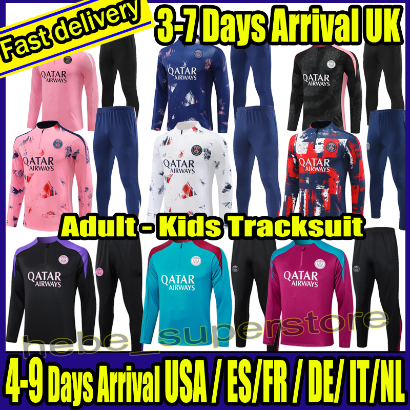 New 2024 25 Tracksuit Men Football Training Suits 24 25 Soccer MBAPPE HAKIMI Survetement Maillots de Foot Enfants Kids Chandal Kits