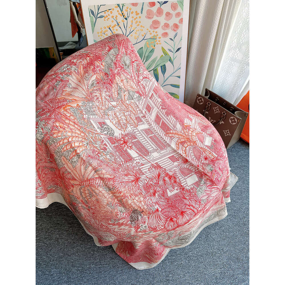 Wrap Pink Shawl Large High Print Plant Cashmere Scarf Women's Silk 140 Brand Wool End Format Hijab Neck P go scarf designers