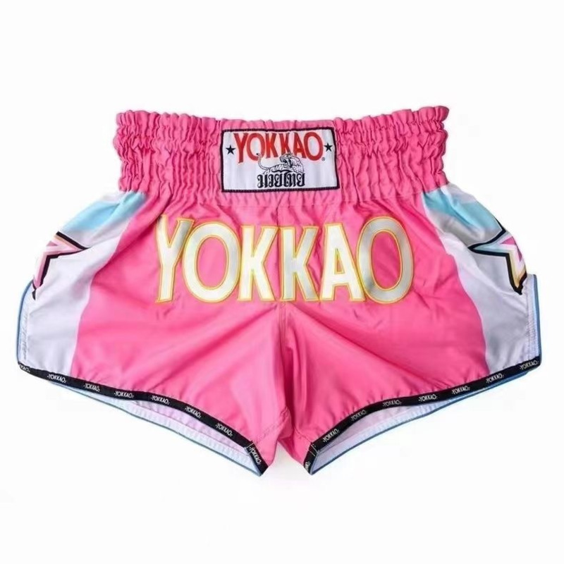 Yokkaos Muay Thai Shorts Fighting Suit 2024 New Unisex Beach Pants Childrens Combat Training Suit Letter Printed Boxer Shorts