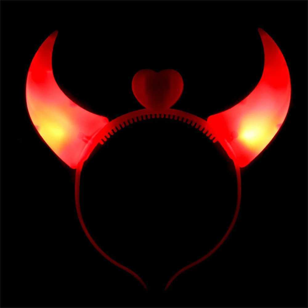 Halloween Led Funny Glow Devil Horn Light Up Headband Hair Hoops Flashing Horn Children Adults Halloween Christmas Party DecorX241021
