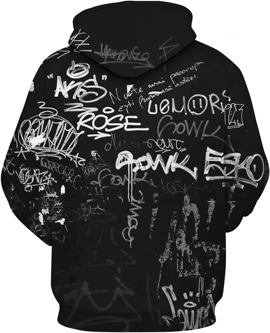 Hoodie for Mens Womens Fashion Novelty Hip-Hop Graffiti Print Mens Pullover Unisex Graphic Hoodies sweatshirt Hip hop Warmth