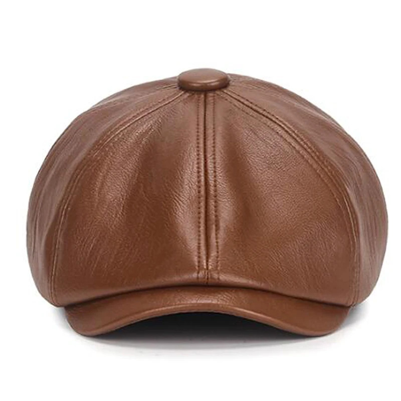 2024 Autumn and Winter Leather Octagonal Hat Womens British Style Retro Casual Beret Cute Fashion Versatile 241010