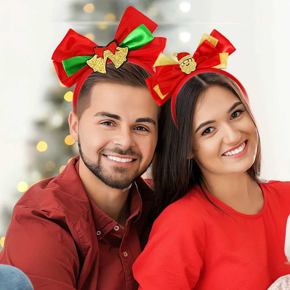 Christmas Decorations Christmas Party Headbands Santa Claus Elk Bell Headbands Bow HeadbandsX241021