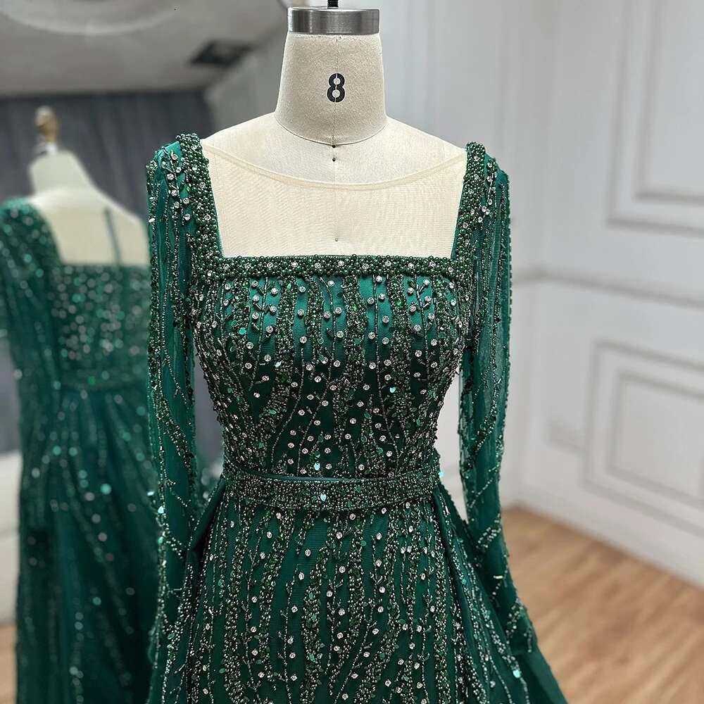 Serene Hill Arabic Green With Overskirt Mermaid Beaded Evening Dresses Gowns for Formal Ocn 2024