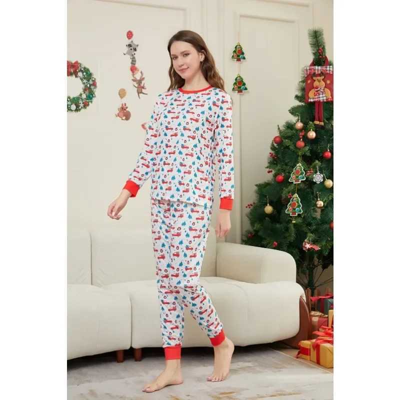 New 2024 Christmas Pajamas Set Cartoon Allover Print Parent-child Matching Outfits Casual Soft Family Look 2 Pieces Suit PyjamasXJ241008