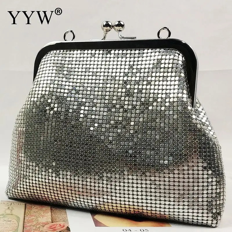 Sparkling sequin womens handbag fashion clip clutch evening party wallet cross body shoulder metal chain messenger bag 241023