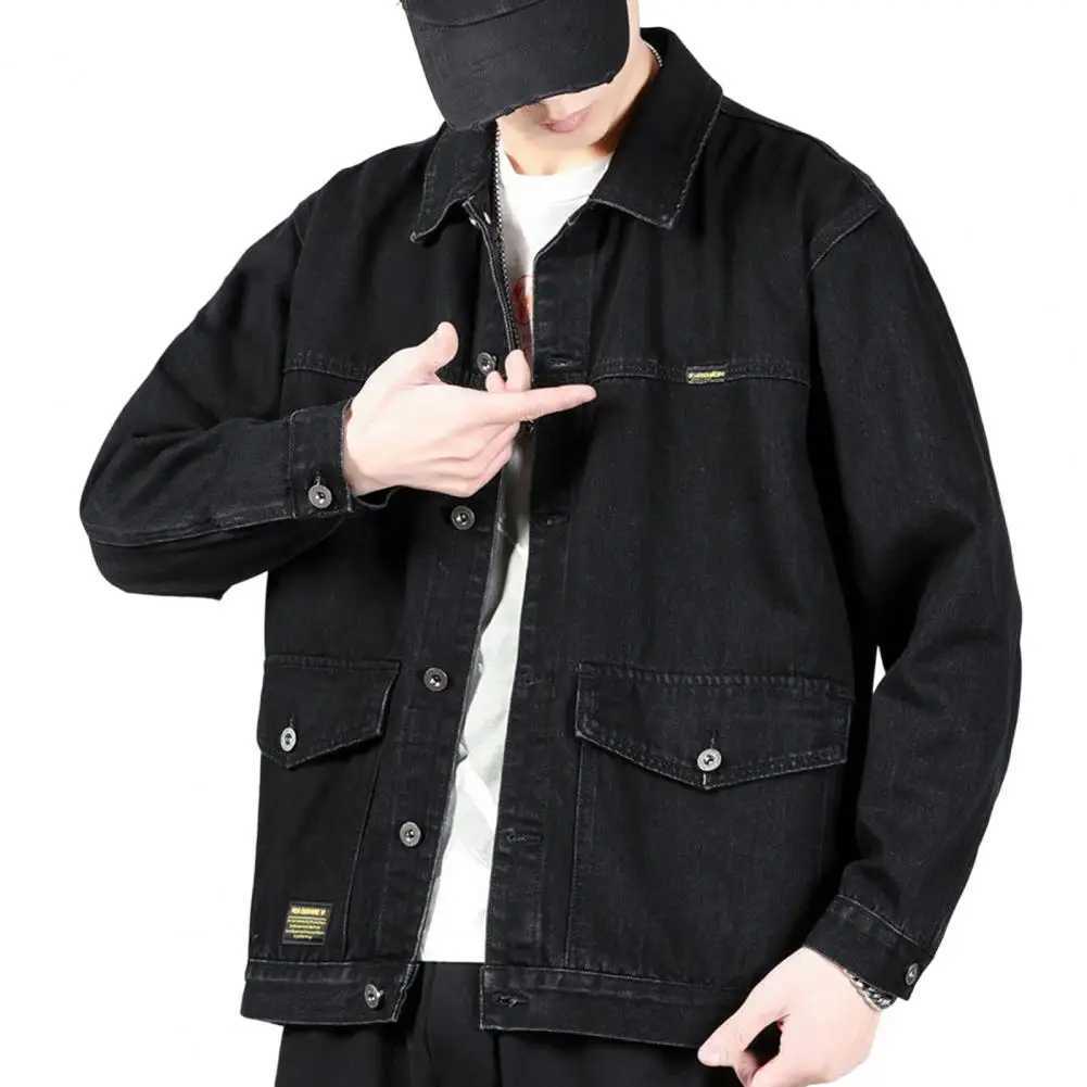 Fashionable mens outerwear casual spring jacket button denim mens autumn jacket hot X241023