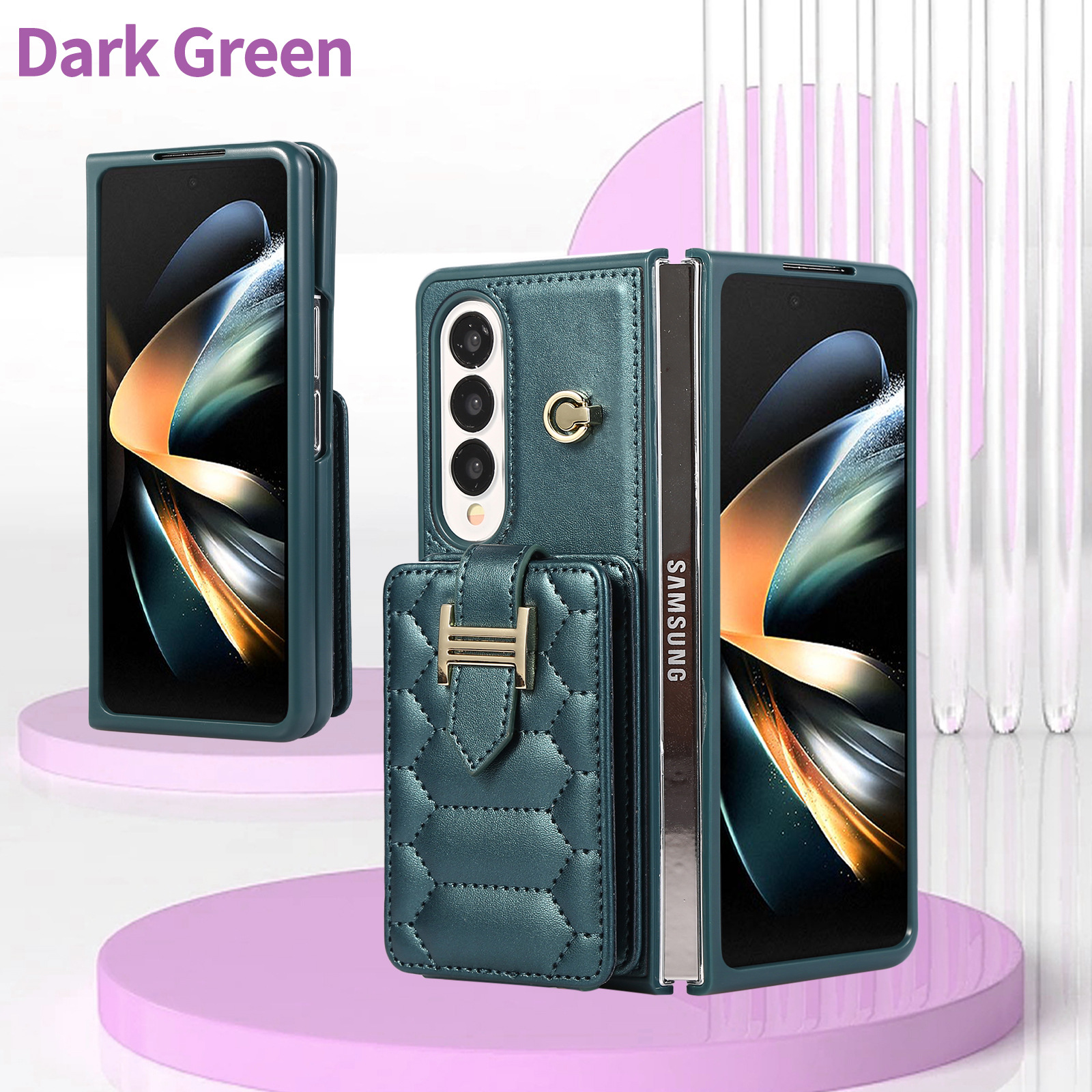 Crossbody Wallet Bag Cases for Samsung Galaxy Z Fold 6 5 4 3 Fold4 Fold5 Fold6 Folding Card Slots Holder Stand Leather Purse Phone Cover With Wrist/ S