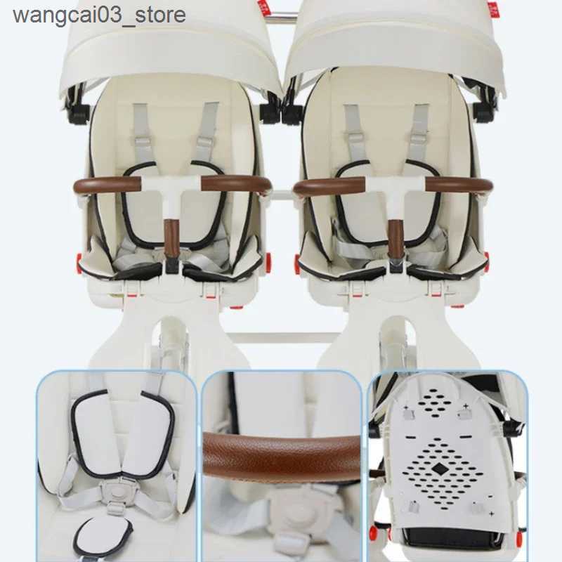 Strollers# Twin Strollers Double Pushchair For 2 Children Carro Para Bebs Gemelos Prams Portable Infant Buggy Foldable L240910