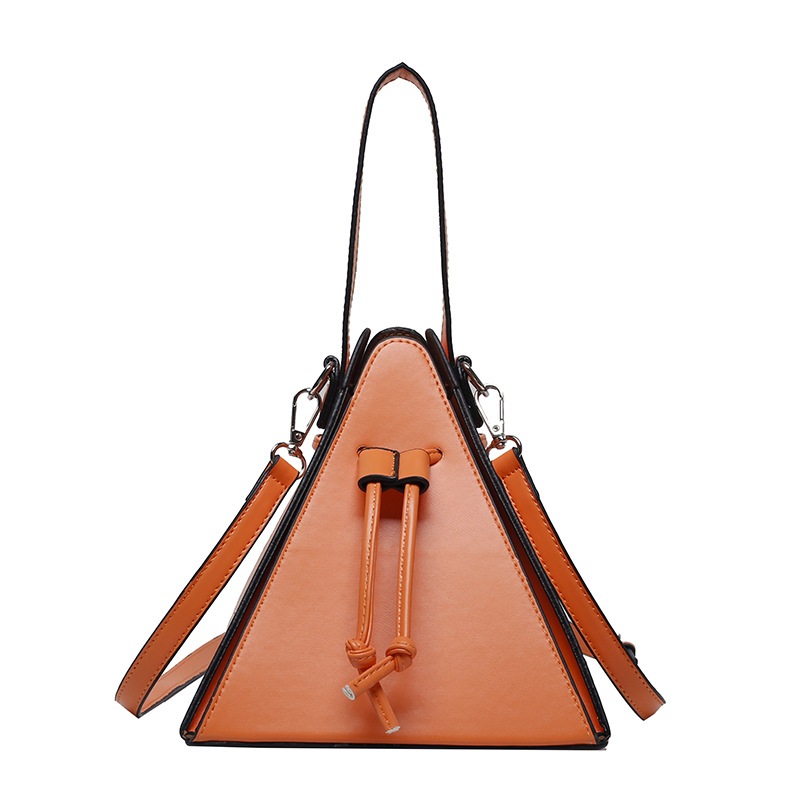 Fashion Women Leather Shoulder Handbags - Black hot & White PU Triangle Crossbody Bag